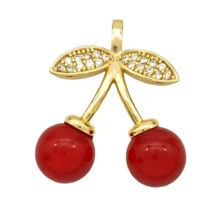 1pc Cherry Series Copper Pendant, Suitable For DIY Jewelry Accessories, Includes Cherry, Heart And Boot Elements, Vintage Style Multi-Purpose Pendant Accessory - Cherry - View 27