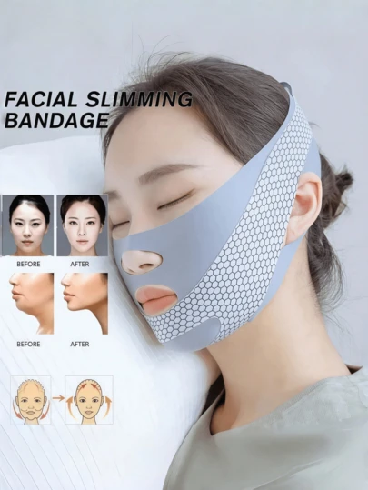 Vendaje de sueño en forma de V para levantamiento y firmeza facial, relajante, reduce el doble mentón, cinturón de masaje facial adelgazante, unisex - moldeador de mentón, máscara ajustable, reutilizable, transpirable y sin costuras, adecuado para dormir, ejercicio y yoga, ligero y transpirable, sin arrugas, esencial de viaje gótico de cuidado de la piel Y2K, fácil de transportar, regalo de Navidad, decoración navideña, regalo para mujeres