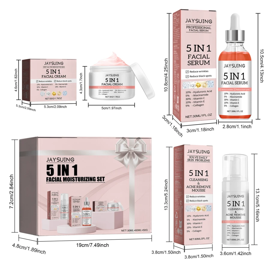 5-In-1 Face Moisturizing Set, Deep Moisturizing & Hydrating, Brightens Dull Skin, Firms & Improves Skin Elasticity, Collagen Face Kit, Valentine's Day And Mother's Day Gifts Skincare - 臉部保濕套裝 - 查看 1