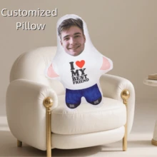 1pc Customized Photo Pillow - Personalized Couple Gift With "I Love My Best Friend" Design, Home Decor For Anniversary, Multi-Functional,Reusable,Ornamental,Exquisite,Stylish,Adorable,Colorful,Cute,Funny,Custom,Personalized,Customized,Unique,Ideal Gifts For Her,Ideal Gifts For Him,For Anniversaries,For Birthdays,Toys & Games,Unique Gift,Perfect For Home Decor, Face Plushie - Multicolor - View 5