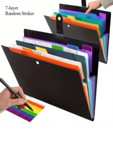 24/13/7 Compartment Expanding File Organizer - Foldable Portable Accordion Style File Folder With Durable Cover, For Storing Documents And Art Supplies - Multicolor - View 6