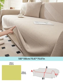 1pc Universal Sofa Cover - Fits Single, Loveseat, 3-Seater And 4-Seater Sofas, Machine Washable, Modern Home Decor - Khaki - View 16