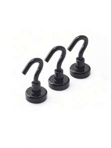 Anksixx 磁性挂钩，钕磁铁挂钩，16 毫米强磁挂钩，带挂钩的超强磁铁，适用于厨房储物柜、办公室冰箱磁铁（黑色） - 黑色 - 查看 14