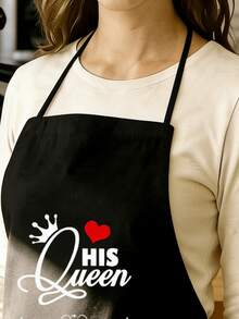 Personalized Romantic Couple Kitchen Apron - Customized Name/Text - Durable Bib-Style Apron - Wedding, Anniversary, Home, Party - Easy Clean Work Apron, Durable Fabric - Multicolor - View 10