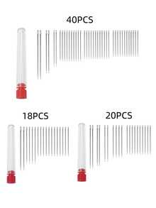 Portable Hand Sewing Needle Set With Transparent Storage Tube, 18/20/40pcs Options, Large Eye Design For Easy Threading, Suitable For Home Clothing Repair, Embroidery, Doll Sewing And DIY Crafts - Red Bottle Needle - View 2