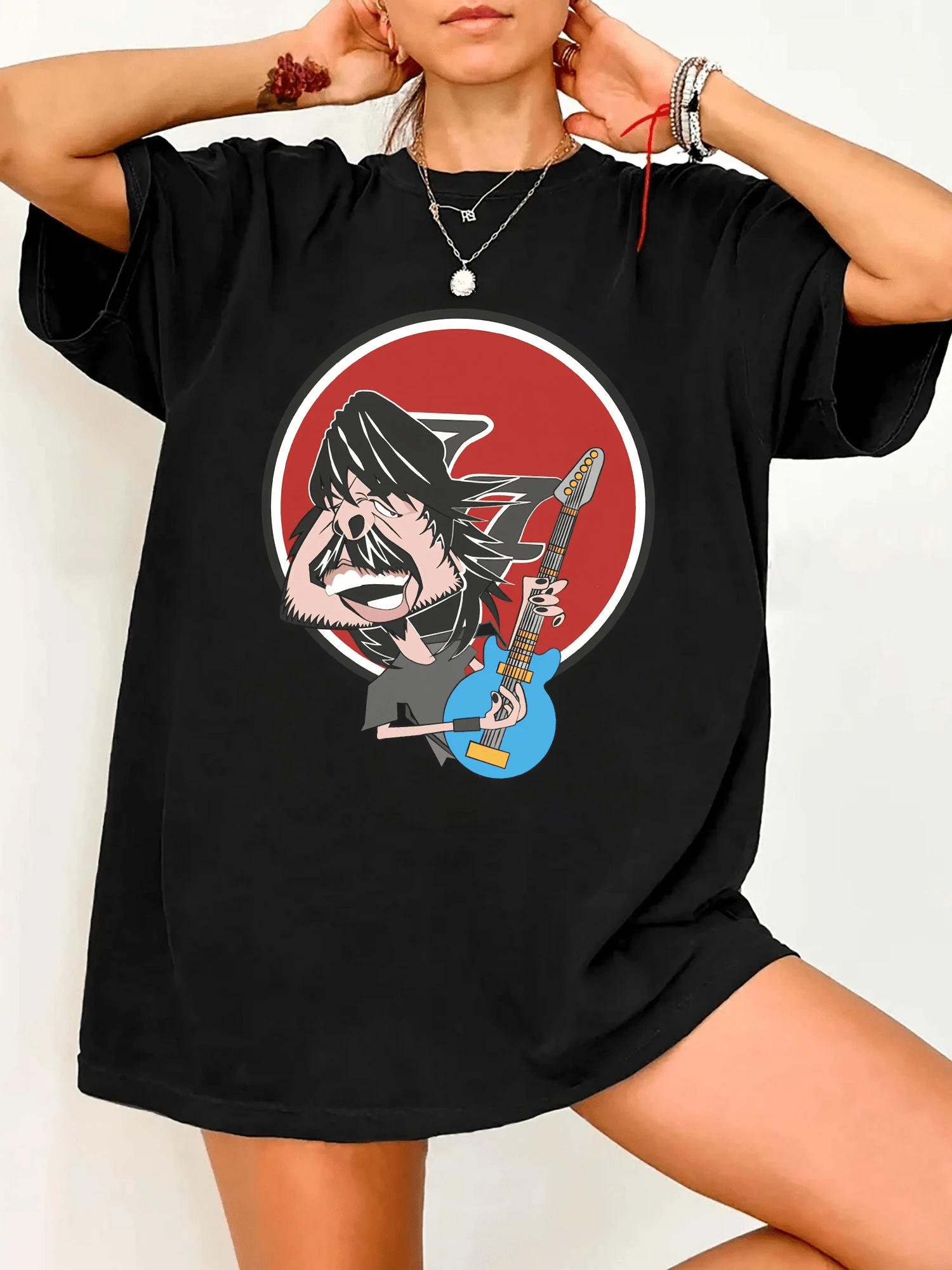 T-Shirt - Dave Grohl - FooS FightersS Caricature - 黑色 - 查看 1