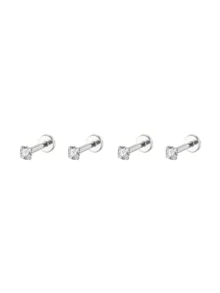 4 chiếc/6 chiếc/16G Khuyên môi phẳng đính đá Zirconia hình chữ T bằng thép không gỉ, khuyên tai sụn, kiểu dáng tối giản thời trang dành cho nữ, trang sức xỏ khuyên tai. - Nhiều màu - Xem 14