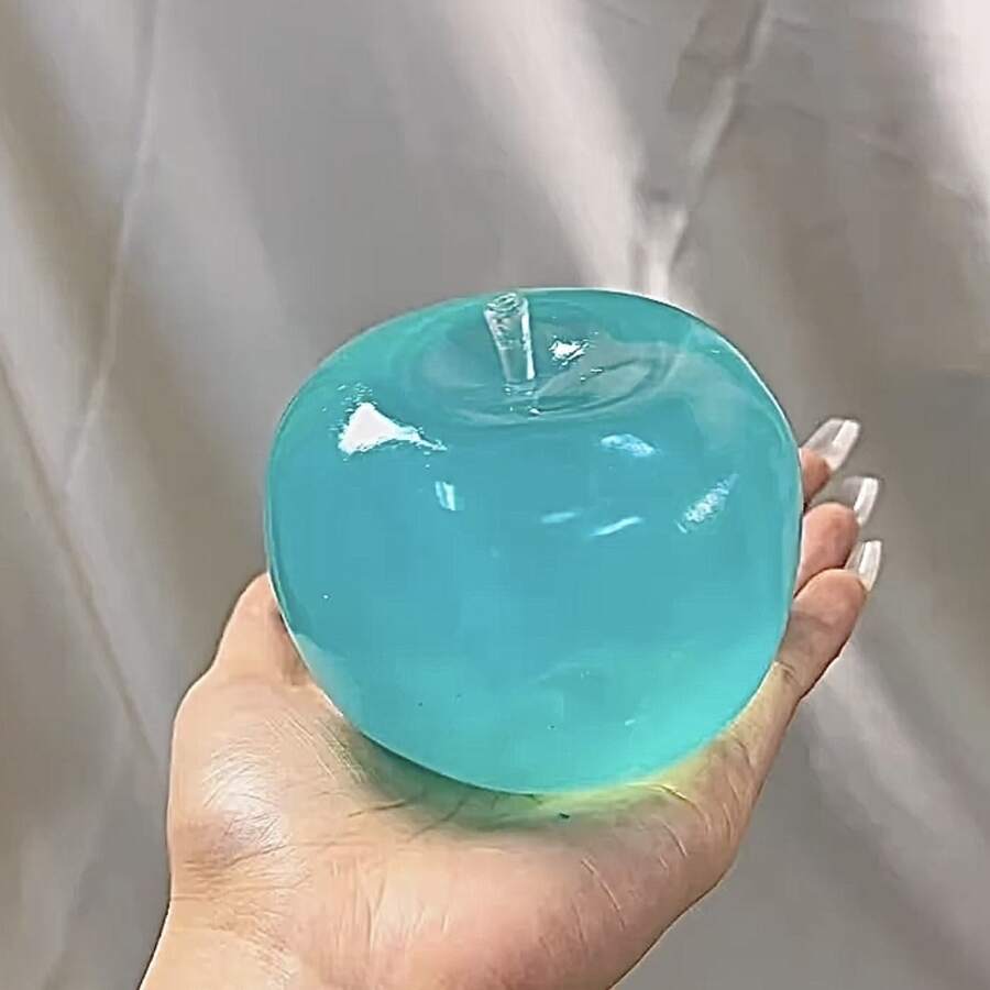 蓝色水晶大苹果减压玩具，慢回弹挤压玩具，缓解压力，办公室/书房挤压玩具，礼物/节日礼物/生日礼物 - 彩色 - 查看 1