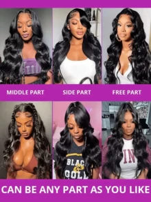 250% Density 13x6 Lace Front Wigs Human Hair Pre Plucked 250% Density 13x4 Body Wave HD Lace Front Wigs Human Hair HD Transparent Frontal Glueless Wigs Human Hair With Baby Hair For Women 8Inch-42Inch - Natural Black - 查看 11