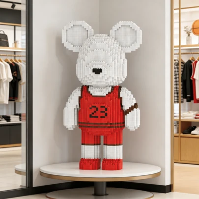 6.000+ Peças Blocos de Construção em Formato de Camisa de Basquete Clássica Nº 23, Brinquedo de Blocos de Construção de Urso, Blocos de Urso Multicoloridos e Estilosos, Decoração, Exibição Doméstica e Comercial, Lazer e Alívio do Estresse, Presente Artesanal Criativo para Amigos e Amantes