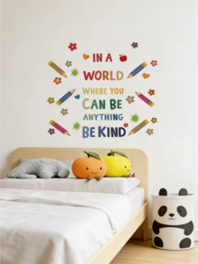 1pc Children's Room Wall Decor Letter Pencil, Colorful Letter Wall Sticker, Suitable For Children's Room, Bedroom, Living Room, Classroom, Background Wall, Wall Decor, Easy To Paste And Remove, Home Decor, Sticker, Wall Sticker, Home Decor. - Wall Stickers - View 5