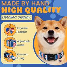 Elegant Little Tail Independence Dog Collar With Pendant Blue USA Flag Sailor Bow Pattern Quick-Release Plastic Buckle Pet Collars Adjustable Pet Collar For Small Medium Large Dogs - Navy Blue - View 4
