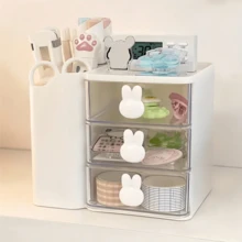 Hộp lưu trữ ngăn kéo 3 tầng, giá cắm bút, kệ sắp xếp bàn đa năng, ngăn kéo lưu trữ hình thỏ dễ thương, phụ kiện để bàn, tay cầm tai thỏ dễ thương, hộp lưu trữ mỹ phẩm, phòng ngủ, dụng cụ nhà bếp và văn phòng phẩm - Nhiều màu - Xem 8