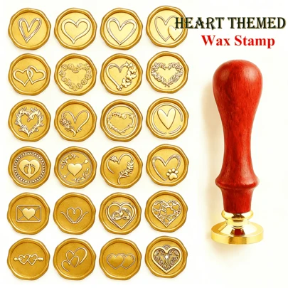 CYFUN DESIGN 1 đầu dấu sáp hình trái tim có thể tháo rời (không bao gồm cán dấu), thích hợp để đóng dấu lên thư từ, thiệp mời, quà cưới, quà tặng ngày lễ và nhiều dịp khác.