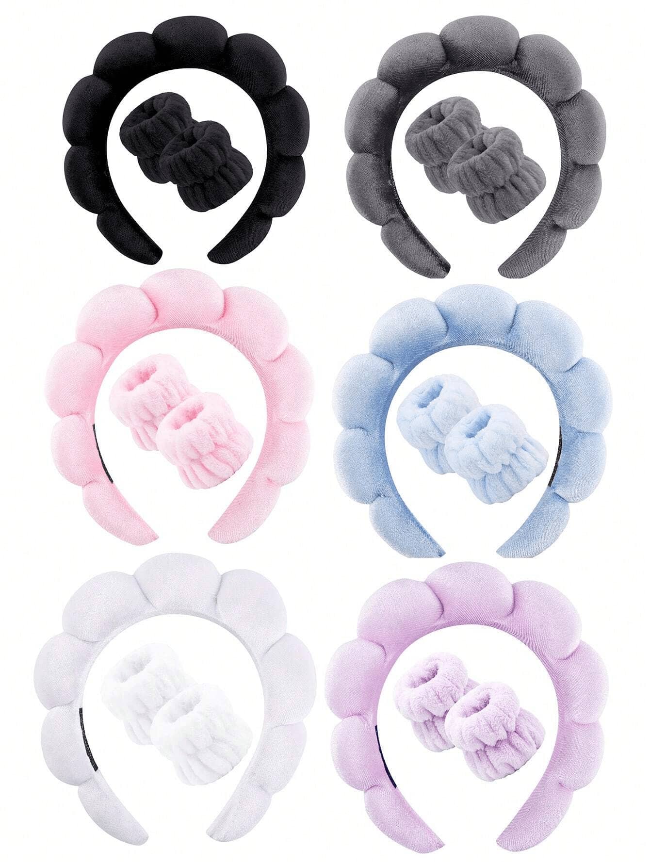1 pieza Diadema facial / 2 piezas Muñequeras faciales / 3 sets Diademas para el cuidado de la piel de mujeres/niñas, diademas para maquillaje, diademas faciales, diademas para el cuidado de la piel con lazo, diademas para baño de burbujas, set de accesorios para el cabello con muñequeras - Multicolor - Ver 1