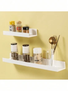 1/2 chiếc kệ treo tường acrylic màu trắng, không cần khoan, kệ sách cho trẻ em, giá đựng đồ treo tường, kệ treo tường phòng tắm. - trắng - Xem 5