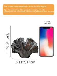 1pc Black Fan-Shaped Vase, Resin Sand Texture Vase, Suitable For Home Decor And Living Room Table Decoration - 1PC - View 7