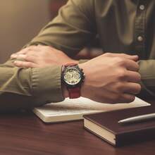 Reloj para Hombre Pulsera de Piel Vintage Elegante Diseño Clásico Casual Cronómetro Digital Multifunción Fecha, Alarma y Luz LED Estilo Formal y Deportivo Ideal para Oficina y Uso Diario - -,Negro - Ver 8