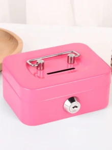 Metal Lock Storage Box, Money Box, Adult Creative Portable Storage Box, Small Key Storage Box, Lockable Coin Box, Metal Cash Storage Box With Key Lock, Metal Key Lock Storage Box With Top Handle, Adult Coin Bank, Coin Savings, Cash Register, Suitable For Daily Office Use, Holiday Gifts, Cash Savings Box, Coin Collection, Fashionable Storage, High-Quality Metal, Wallet, Key Lock Box, Small Business Owner, Budget Saving, Valentine's Day Gift - Multicolor - View 13