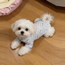 可爱宠物猫狗服装，狗狗用品，小型犬，柔软小型宠物服装套装，适合猫咪和幼犬，幼犬用品防晒防掉毛家居服，纽扣闭合 - 彩色 - 查看 6