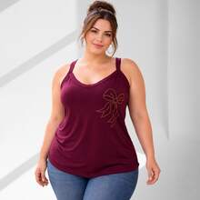 Women's Tank Top With Necklace, Sizes 40 To 60 Plus, In Authentic Viscose/Lycra - Redwood - View 1