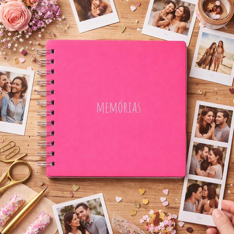 Scrapbook Photo Album 14.5x14.5 Cm – Creative Memory Book For Couples, Trips, Anniversaries And Special Moments – Various Colors Available, Premium Style, Ideal For Gifts, Storing Memories And Decorating With Photos, Customizable, Compact, Modern And Elegant - 粉紅色的 - 查看 1