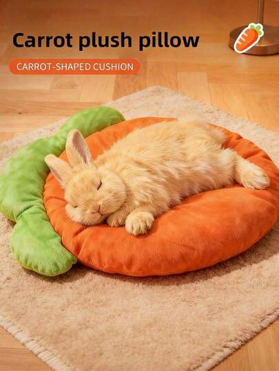 Tấm lót chuồng hình củ cà rốt, thích hợp cho thỏ quanh năm, thoải mái và ấm áp, lý tưởng cho thỏ, chuột hamster, chuột lang và các vật nuôi nhỏ khác, có thể sử dụng trong chuồng trong nhà, trên ghế sofa hoặc giường.