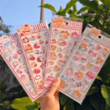 Cute 3D Cartoon Teddy Bear & Rabbit Embossed Crystal Stickers, Suitable For Scrapbooking Sticker Exchange, Cute DIY Phone Case, Water Bottle Decoration Stickers, School Stationery Supplies - Black - View 4