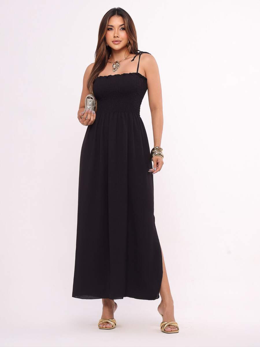Women's Long Dress With Latex And Strap Adjustment Evangelical - 黑色 - 查看 1