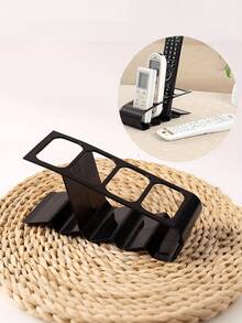 4-Slot Remote Control Storage Box, Universal Remote Holder, Durable Plastic Material, Stylish Black Desktop Organizer, Ergonomic Design, Holds 4 Remotes, Space-Saving, Suitable For Home, Office, TV Cabinet, Etc., Remote Control Storage Box, Minimalist Design, Practical Storage, Multi-Compartment Design, Ideal For Remote Work - Multicolor - View 1