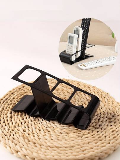4-Slot Remote Control Organizer Box, Universal Remote Holder, Durable Plastic Material, Stylish Black Desktop Storage, Ergonomic Design, Holds 4 Remotes, Space-Saving, Suitable For Home, Office, TV Stand, Minimalist Design, Practical Storage, Multiple Compartments, Ideal For Remote Work