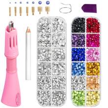 cgelaero Bộ dụng cụ trang trí đính đá, bao gồm đá pha lê, dụng cụ đính đá nhiệt, dụng cụ gắn đá nhiệt, súng bắn đá nhiệt, thích hợp cho quần áo, vải, mũ, quần jean, v.v. - Nhiều màu - Xem 12