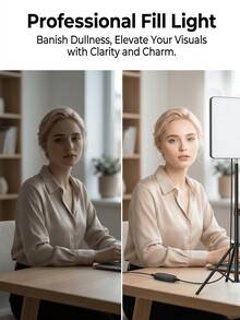 A Multifunctional 10 Inch Square  LED Square Light Kit,  With A 110cm Phone Holder, A Single Tablet Light With A Quarter Screw, Adjustable To 3 Colors - USB Powered | Suitable For Home, Video Recording, And Mobile Live Streaming,Game Streaming - Black - View 6