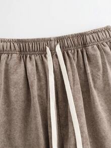 Coffee Brown Washed Pure Cotton Shorts Comfortable&Versatile Perfect For Daily Outfits Outdoor Activities Beach Fitness And Travel Resistant To Dirt Easy To Clean Easy To Put On And Take Off Fashionable Versatile Ideal Gift For Relatives And Friends High End Texture - 咖啡棕 - 查看 2