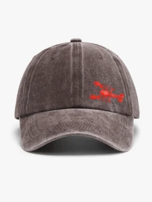 1顶复古水洗龙虾印花夏季防晒棒球帽，酷炫嬉皮嘻哈弯檐帽，可调节遮阳帽，弯檐老爹帽，沙滩/假日 - 水洗帽 - 查看 14