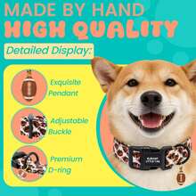 Collar elegante con diseño de rugby y colgante para perros pequeños, medianos y grandes, ajustable y suave para mascotas - Marrón - Ver 4