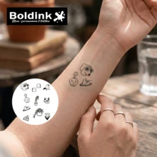 Bộ 2 hình xăm tạm thời Boldink nhỏ hình thảo mộc ngọt ngào, hình xăm nghệ thuật cơ thể chống thấm nước, giữ được 1-2 tuần, hình xăm nước ép trái cây, trang trí cơ thể lý tưởng cho mùa thu/đông, quà tặng Ngày Valentine được yêu thích dành cho các cô gái, món đồ không thể thiếu cho những người dẫn đầu xu hướng. - màu đen - Xem 6
