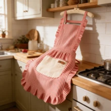 Tạp dề cotton thời trang, tạp dề nhà bếp dành cho nữ, dùng trong gia đình, chống dầu mỡ, thoáng khí, váy ren eo cao kiểu công chúa, trang phục giúp việc nhà cho người lớn. - Nhiều màu - Xem 10