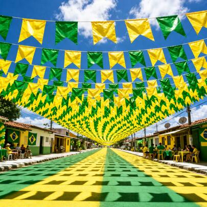 Bandeirinhas Verde e Amarelo em Metro – Decoração Copa do Mundo Festas Torcida Plástico