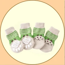4只装宠物可爱袜子，狗狗鞋袜，宠物爪子保护套，防抓家具，秋冬季保暖，户外可穿，防滑透气 - 彩色 - 查看 4