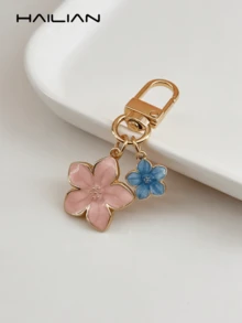 1个合金樱花钥匙扣，轻巧优雅的樱花设计，适合挂在包包上，也可作汽车钥匙链，情侣/生日/节日礼物，包包挂饰配件，教师节礼物配件 - 粉色 - 查看 9