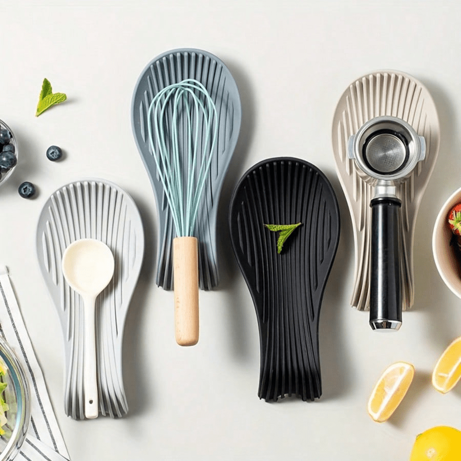 1pc/Set Heat Resistant Silicone Utensil Rest With Raised Edge Design, Non Slip Spoon Holder Mat For Mess Free Stove Countertop Cooking, Durable Flexible Kitchen Tool Organizer For Spoon Spatula Fork Drip Control Storage, Compact Space Saving Kitchen Accessories For Home Cooking Setup And Daily Counter Organization, Easy Clean Kitchen Essentials Kitchen Decor Kitchen Accessories Kitchen Organiser Storage Organizer Kitchen Organizers Storage Cutlery Holder