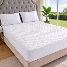 100% Waterproof Mattress Protector With Elastic All Around, Quilted Queen King Size, Various Colors - 白色 - 查看 4