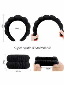 1 pieza Diadema facial / 2 piezas Muñequeras faciales / 3 sets Diademas para el cuidado de la piel de mujeres/niñas, diademas para maquillaje, diademas faciales, diademas para el cuidado de la piel con lazo, diademas para baño de burbujas, set de accesorios para el cabello con muñequeras - Multicolor - Ver 5