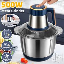 Food Processor,5-Speed Electric Food Chopper,Meat Grinder 5L(20Cups) With Two 6-Blade Sets,500W Powerful Vegetable Chopper Used For Dough Mixing,Meat, Nuts, Fruits, Garlic And Vegetables - Xem 9