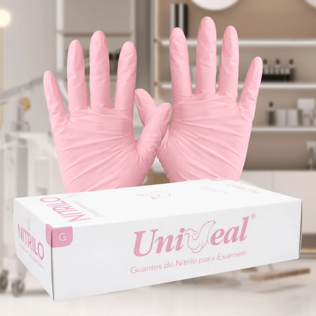 Nitrile Gloves In A Variety Of Matte Colors, Box Of 100 Gloves - Pastel Pink - CH - View 1