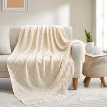 Sage Green Throw Blanket, Suitable For Sofa, Boho Home Decor, Light Blue Couch Blanket, Suitable For Sofa And Living Room - Beige - View 4