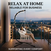 Cludcofa Hammock Chair Stand,Egg Chair Foldable Wicker Rattan Hanging Swing Chair Indoor Outdoor Patio Wicker Chair Hammock Chairs With Stainless Steel Hanging Kit Chain Link UV Resistant Cushion Bedroom Balcony - Black - View 4