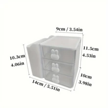 Hộp lưu trữ ngăn kéo 3 tầng, giá cắm bút, kệ sắp xếp bàn đa năng, ngăn kéo lưu trữ hình thỏ dễ thương, phụ kiện để bàn, tay cầm tai thỏ dễ thương, hộp lưu trữ mỹ phẩm, phòng ngủ, dụng cụ nhà bếp và văn phòng phẩm - Nhiều màu - Xem 10