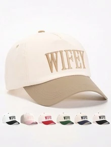 1 件可调节刺绣“WIFEY”拼色棒球帽，休闲防晒帽，适合春秋季旅行海滩，Y2K 风格年轻男士 - 棒球帽 - 查看 23